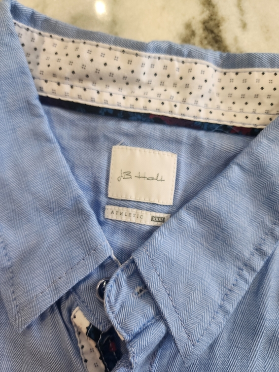 JB holt Other - Men's Light Blue Herringbone Button-Up Shirt